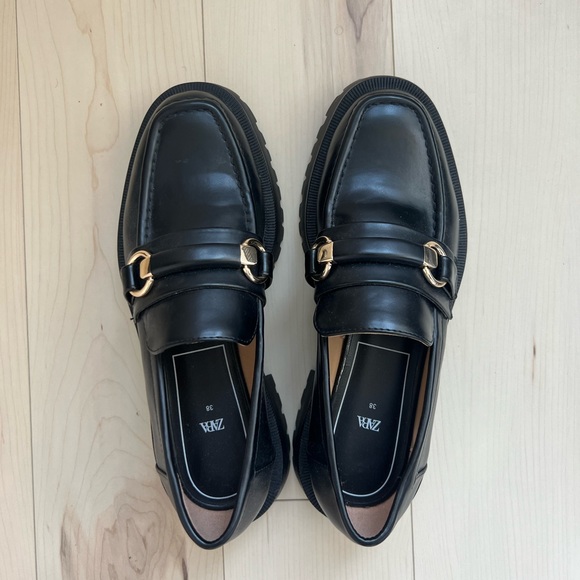 Zara Low Heel Lug Sole Loafers 7.5 - Picture 3 of 6